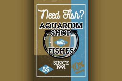 Color vintage aquarium shop banner