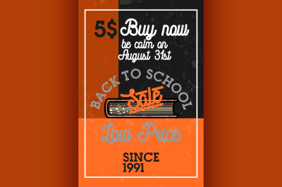 Color vintage back to school sale banner