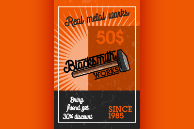 Color vintage blacksmith banner