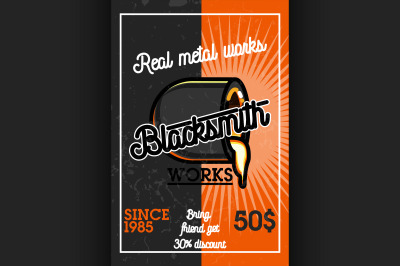Color vintage blacksmith banner