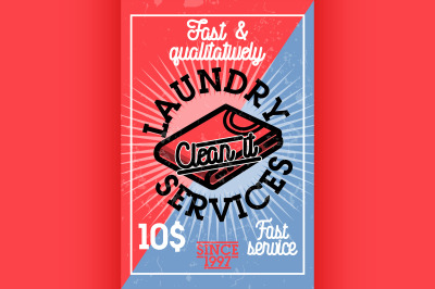 Color vintage laundry services banner