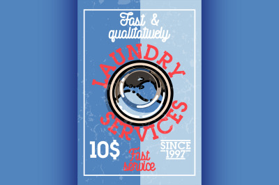 Color vintage laundry services banner