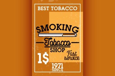 Color vintage tobacco shop banner