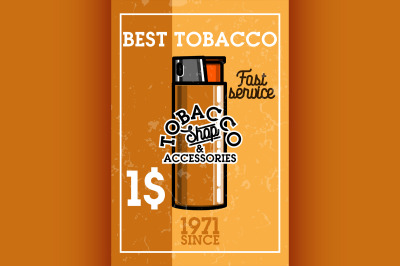 Color vintage tobacco shop banner