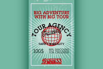Color vintage tour agency banner