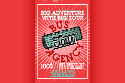 Color vintage tour agency banner