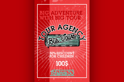 Color vintage tour agency banner