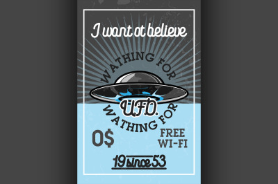 Color vintage UFO banner