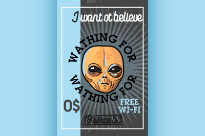 Color vintage UFO banner