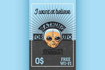 Color vintage UFO banner