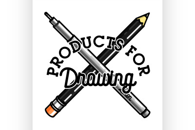 Color vintage art products shop emblem