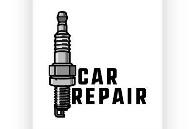 Color vintage car repair emblem