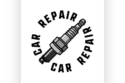 Color vintage car repair emblem