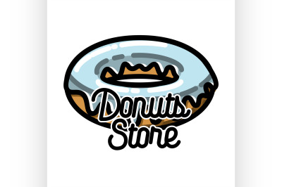 Color vintage donuts store emblem