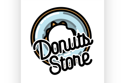 Color vintage donuts store emblem
