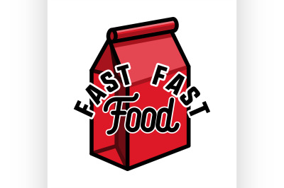 Color vintage fast food emblem