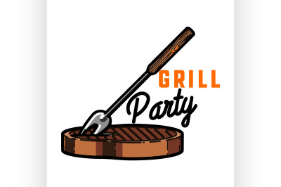 Color vintage grill party emblem