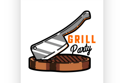 Color vintage grill party emblem