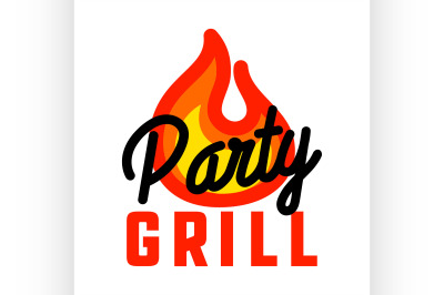 Color vintage grill party emblem