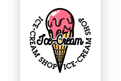 Color vintage ice-cream emblem