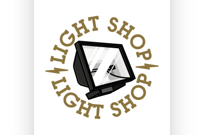 Color vintage light shop emblem