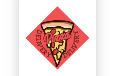 Color vintage pizza delivery emblem