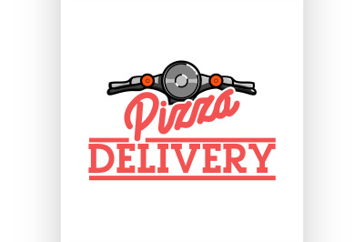 Color vintage pizza delivery emblem