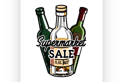 Color vintage supermarket sale emblem