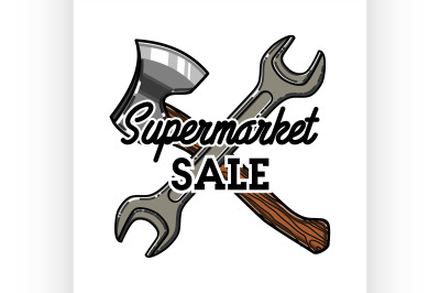 Color vintage supermarket sale emblem