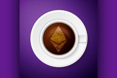 Cup of coffee with ethereum symbol