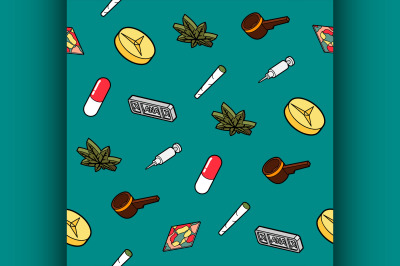 Drugs flat outline isometric pattern