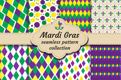 Mardi Gras set of abstract geometric pattern