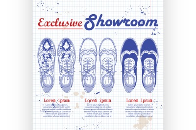 Fashion vector sketch womens shoes.