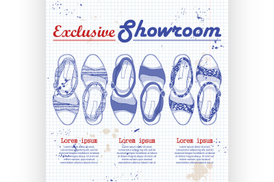 Fashion vector sketch womens shoes.