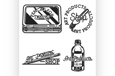 Vintage art products shop emblems