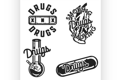 Color vintage drugs emblems