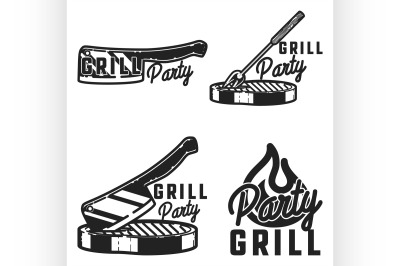 Vintage grill party emblems