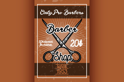 Color vintage barber shop banner