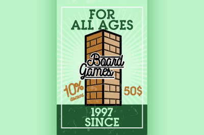 Color vintage bord games banner