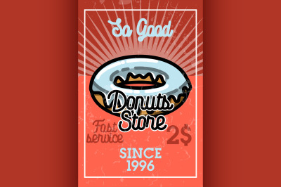 Color vintage donuts store banner