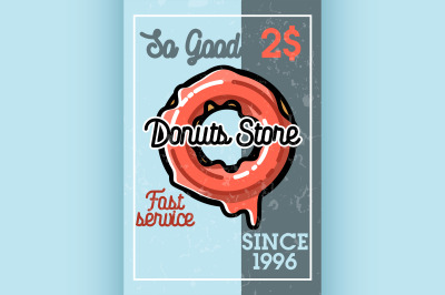 Color vintage donuts store banner