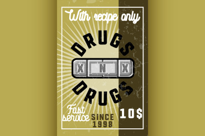 Color vintage drugs banner