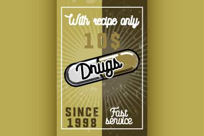 Color vintage drugs banner