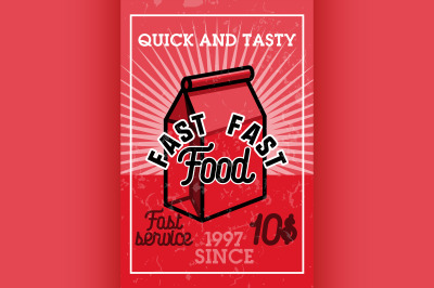 Color vintage fast food banner