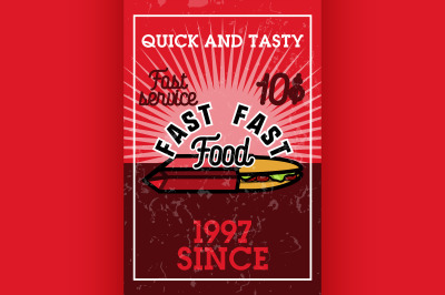 Color vintage fast food banner