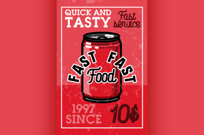 Color vintage fast food banner