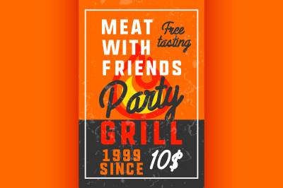 Color vintage grill party banner