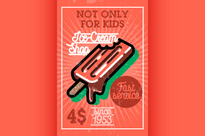 Color vintage ice-cream banner