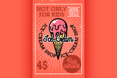 Color vintage ice-cream banner
