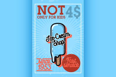 Color vintage ice-cream banner